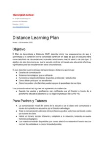 Distance Learning Essay Plan Distance Learning Plan (1) - The English School